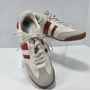 DV by Dolce Vita Rascal T-Toe Red and Cream Sneakers Size 7 1/2 7.5